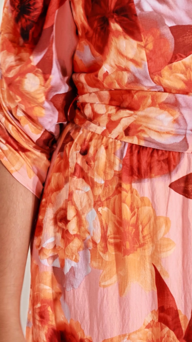 City Chic Magnolia Floral Print Tie Waist Maxi Dress