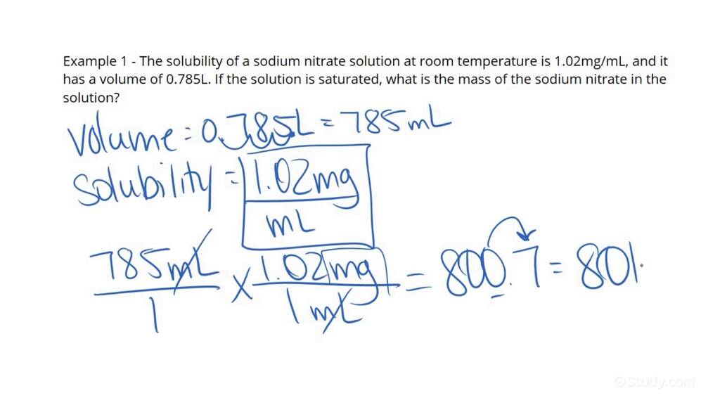 Using Solubility To Calculate Solute Mass | Chemistry | Study.com