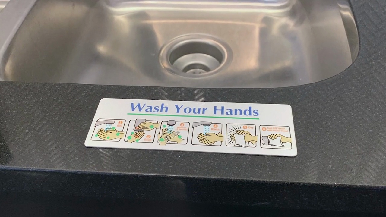 Wash Your Hands 2x6 White Diamond Plate Sign DP-0139