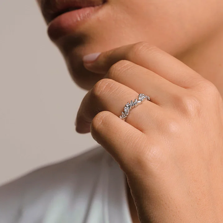 18K White Gold Olivetta Contoured Lab Diamond Ring (1/2 ct. tw.)