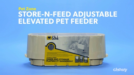 PET ZONE Store-N-Feed Adjustable Elevated Dog & Cat Bowls, 2.95-cup 