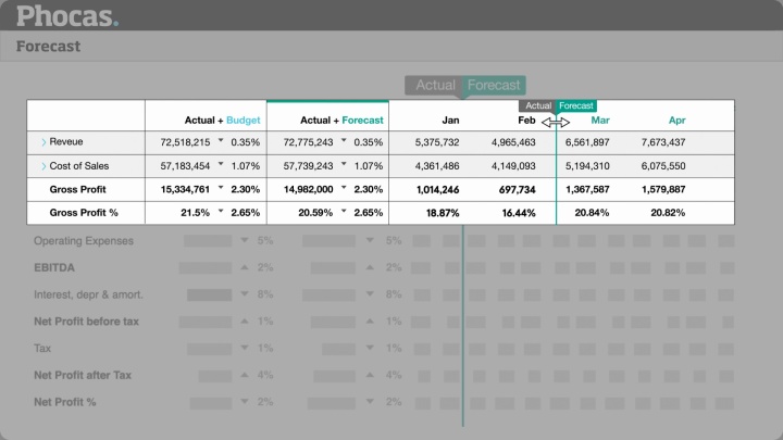 Track financial plans against targets and reforecast