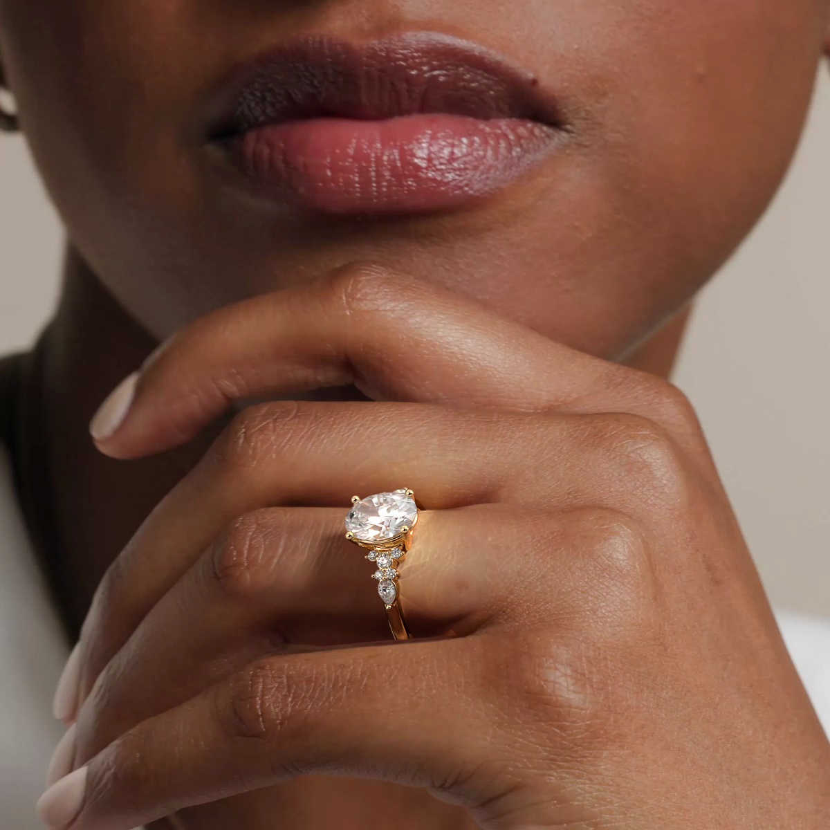 Rosette Diamond Engagement Ring in 18K Yellow Gold
