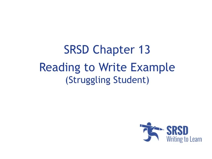 Srsd self regulated strategy development 56 off