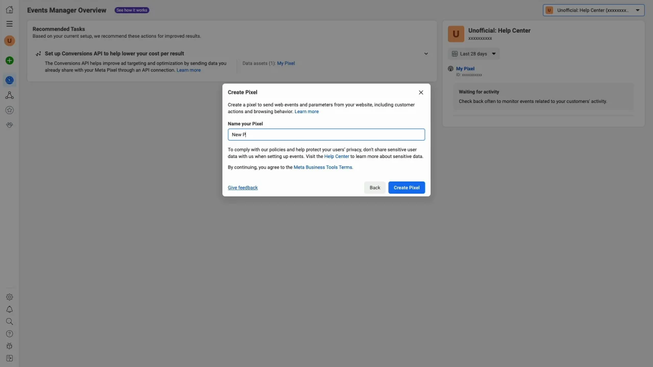 Step 1 - Create Your Meta Pixel