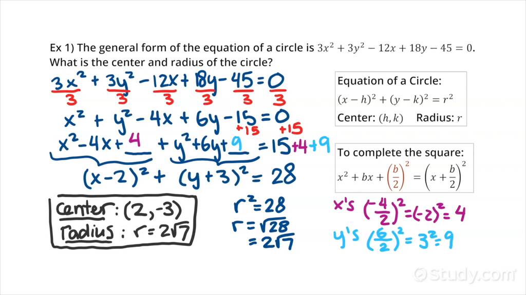 Identifying the Center and Radius to Graph a Circle Given its Equation ...