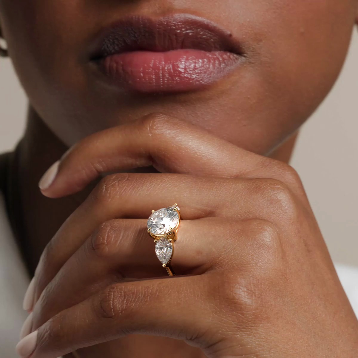 Luxe Opera Three Stone Diamond Ring (1 1/3 ct. tw.) in 18K Yellow Gold