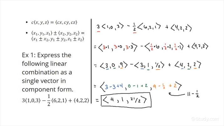 Expressing Linear Combinations Of 3 Dimensional Vectors Precalculus 