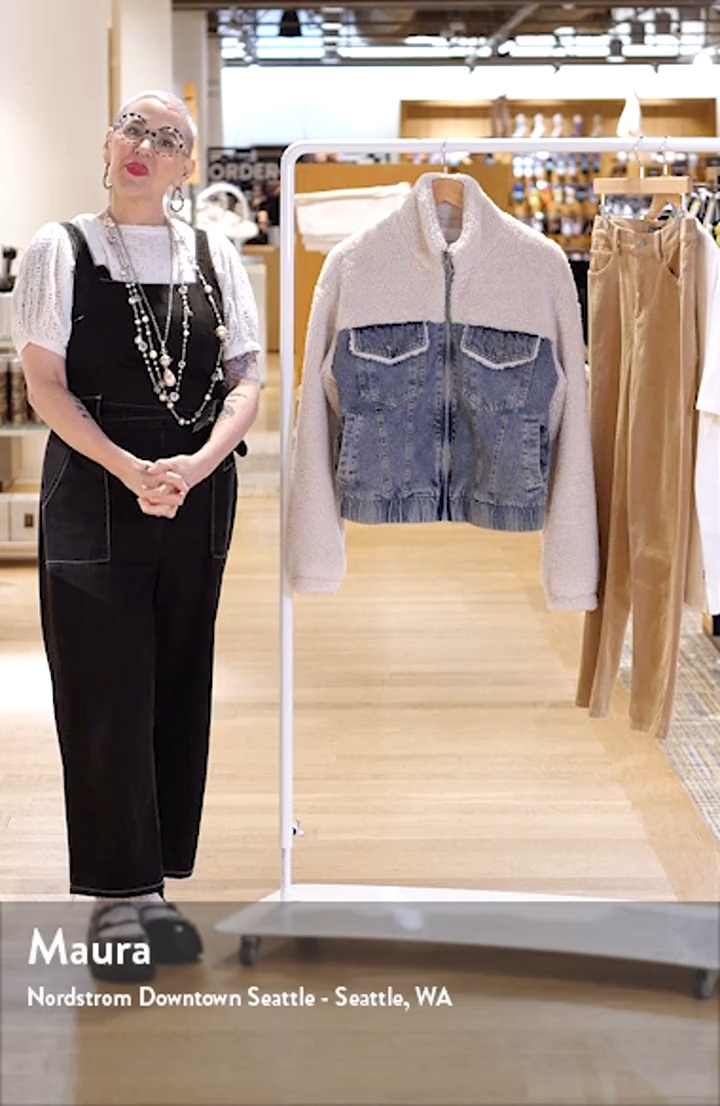 Thread & Supply Denim & Faux Shearling Trucker Jacket | Nordstrom