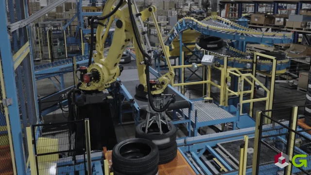 FANUC M-410iC de-stacking tires