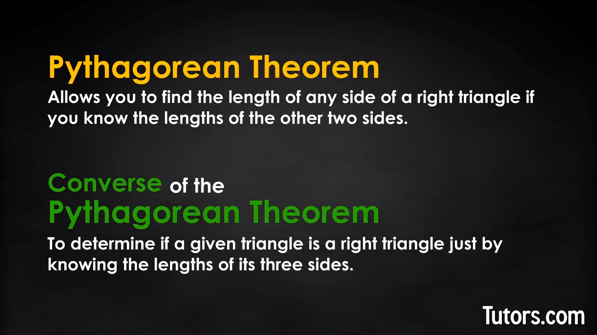 Converse of the Pythagorean Theorem 