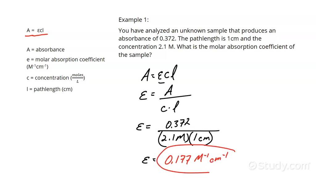 How to Find Molar Absorptivity Using the Beer-Lambert Law | Chemistry ...