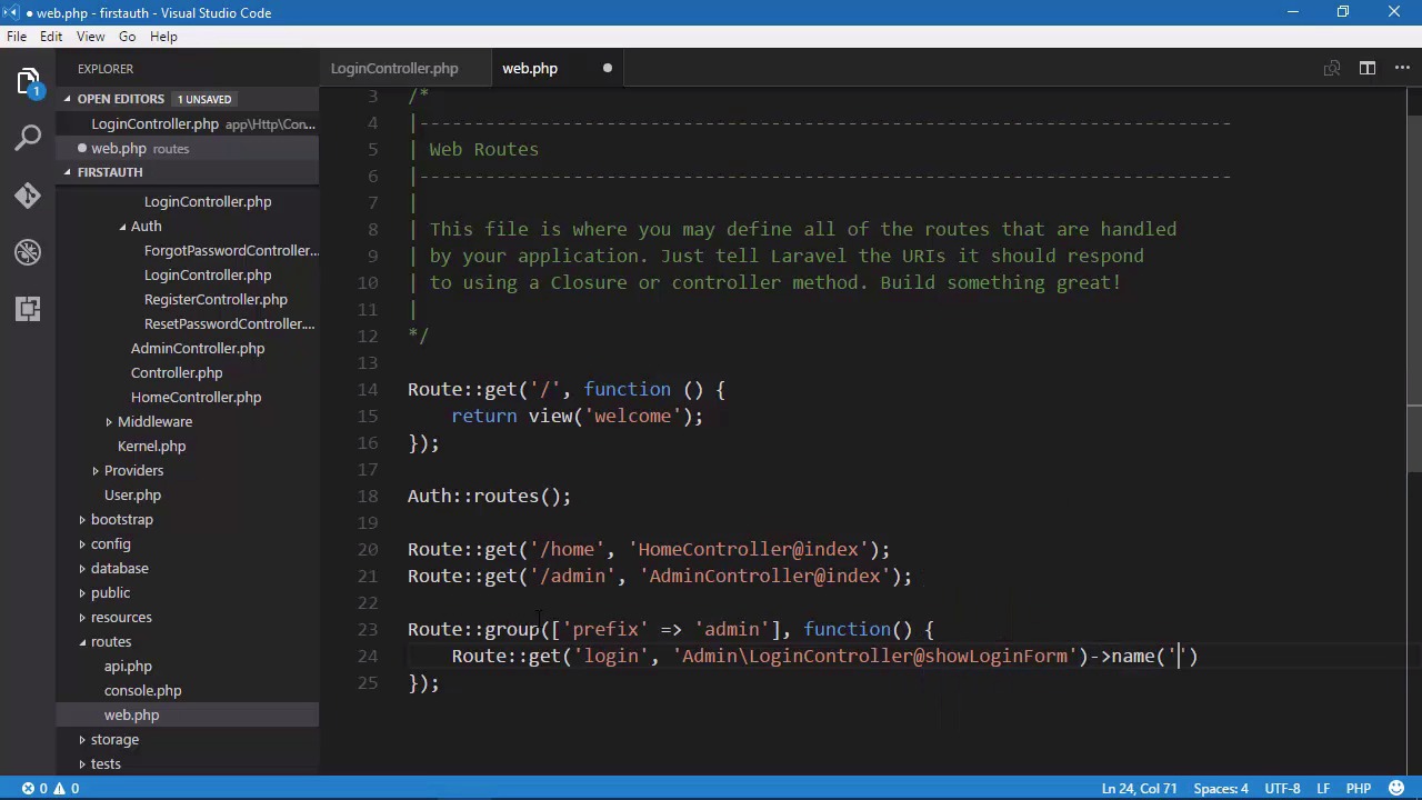 Authentication With Laravel - Authenticate our Admin Users