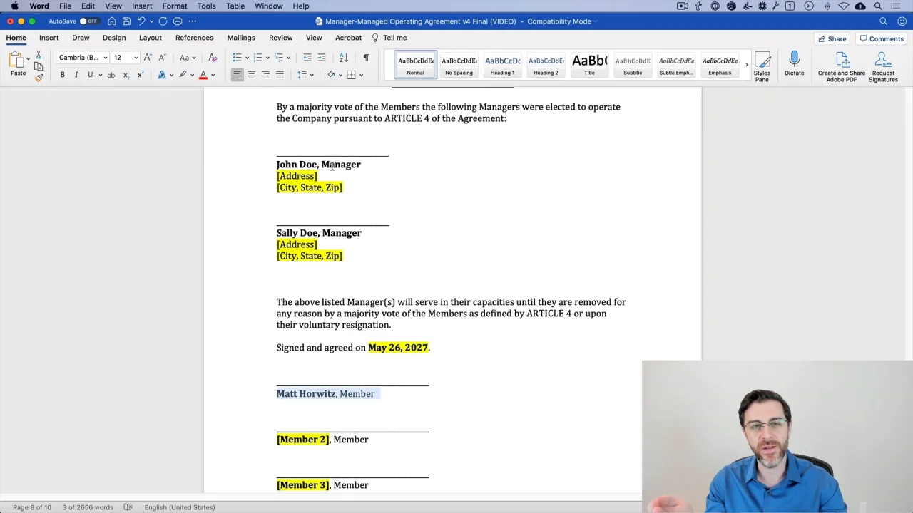 multi member llc operating agreement template