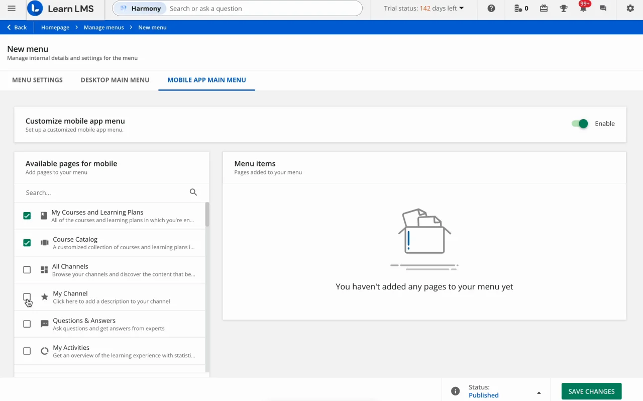 Creating and managing custom menus – Docebo Help & Support