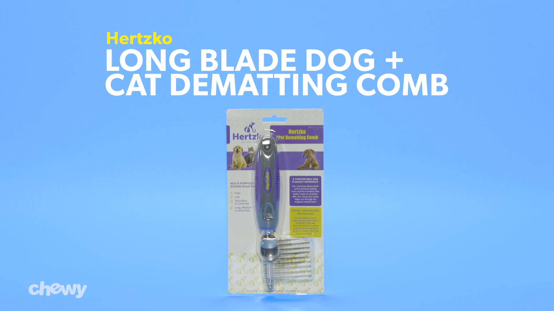 Rounded Blade Dematting Comb By Hertzko Round Long Blades with Safety Edges 