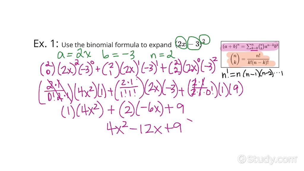 Using the Binomial Formula | Algebra | Study.com