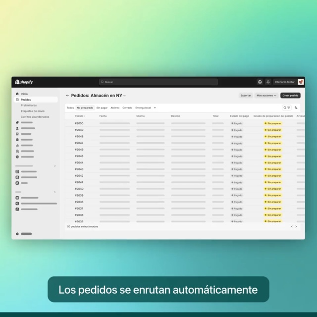 Gestión y entrega de pedidos con Shopify EE. UU.