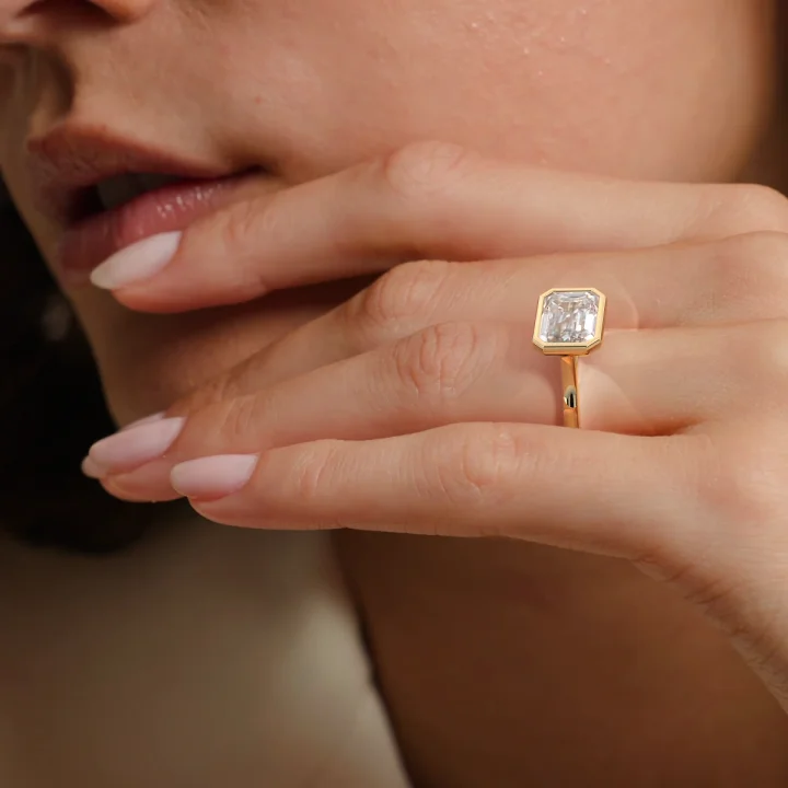 18K Yellow Gold Luna East-West Bezel Solitaire Ring