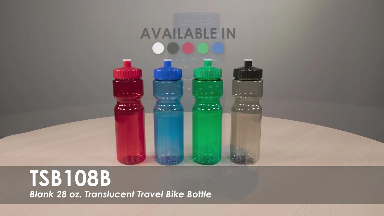 Custom Water Bottles - 28 oz. Translucent Travel Bike Bottle with Flip Top  Lid