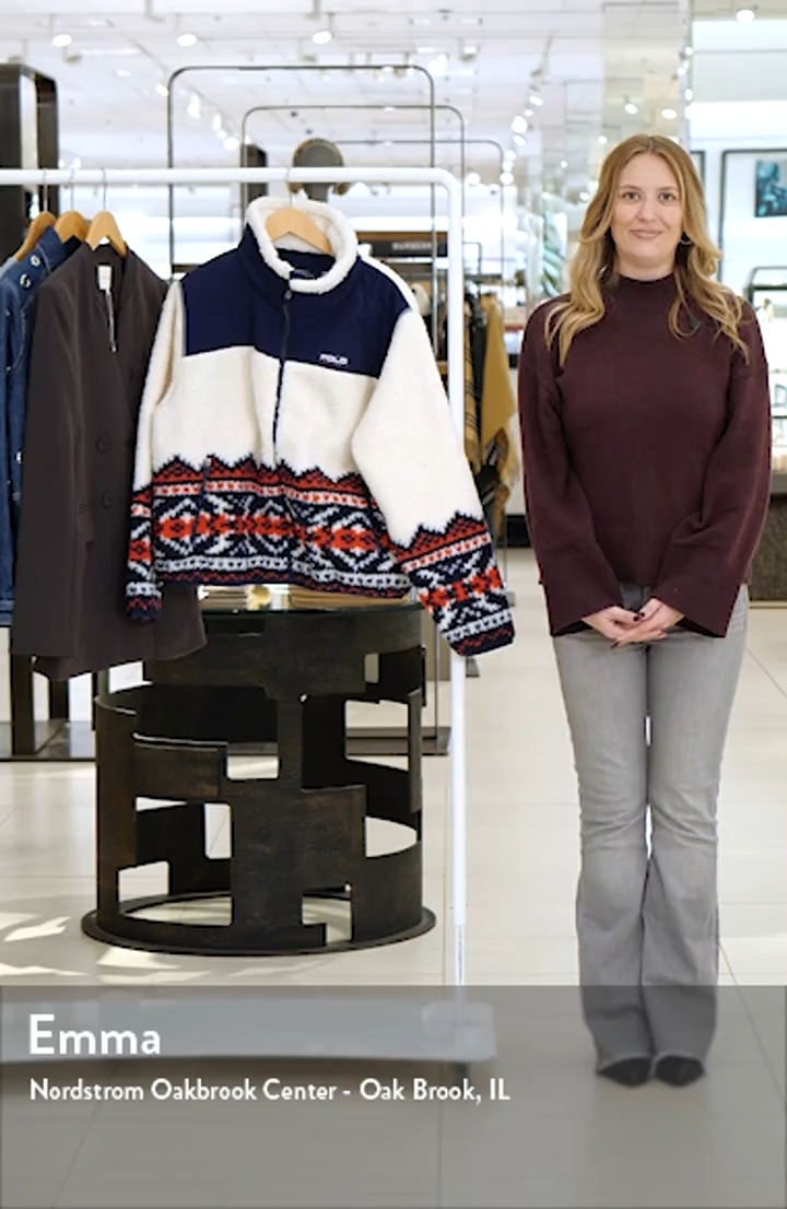 Polo Ralph Lauren Jacquard Detail High Pile Fleece Jacket | Nordstrom