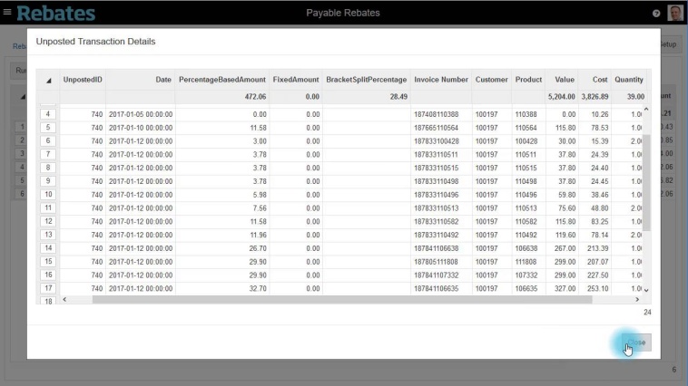 Rebates: Calculate and post