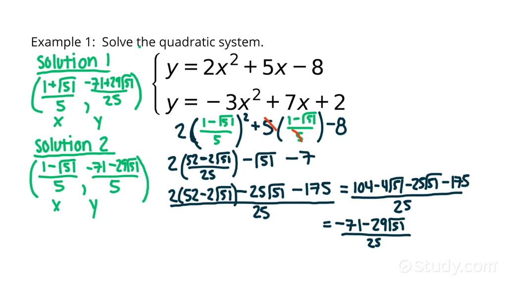 How to Solve a Quadratic System with 2 Parabolas & 2 Solutions ...