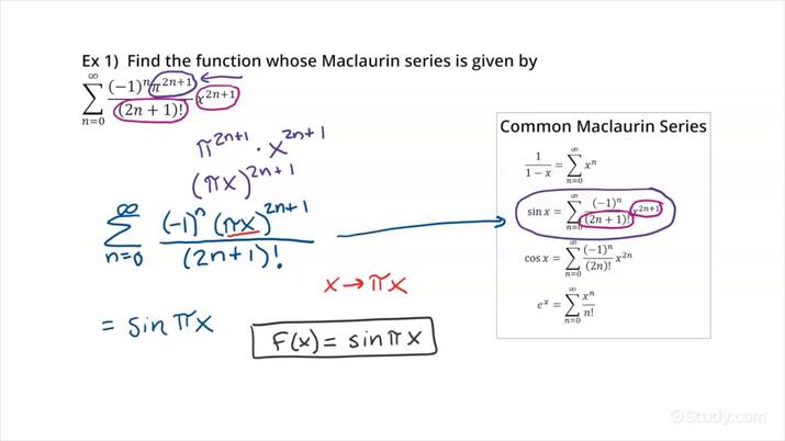 Identifying a Power Series as a Maclaurin Series for a Function f ...
