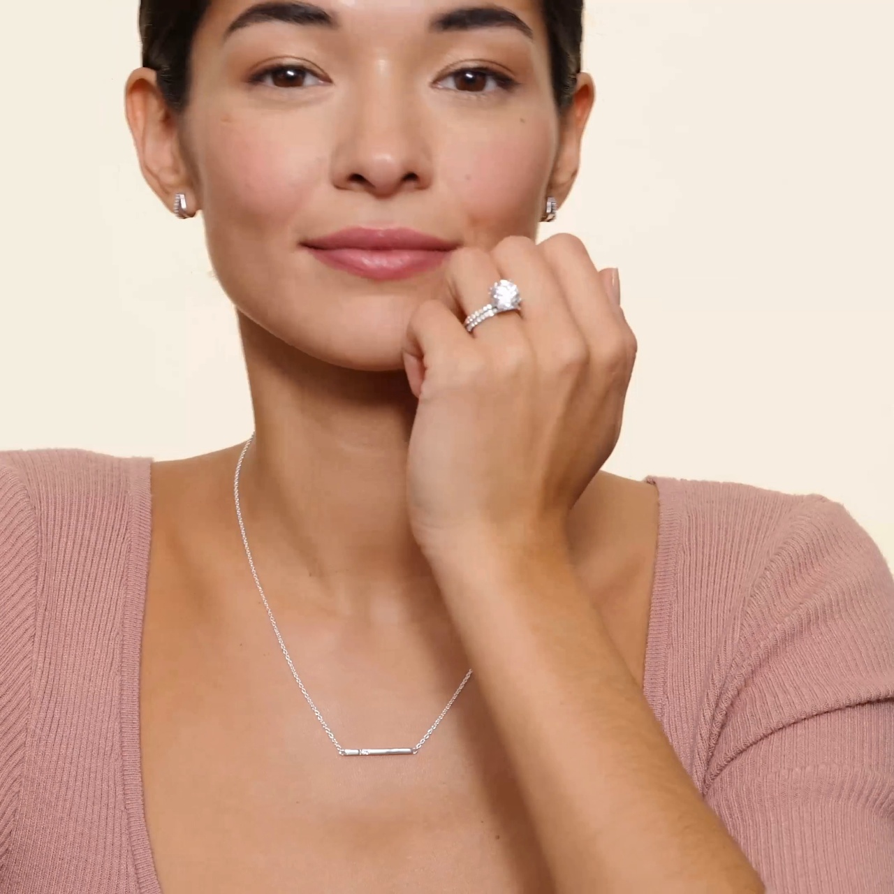 Silver Diamond Bar Pendant