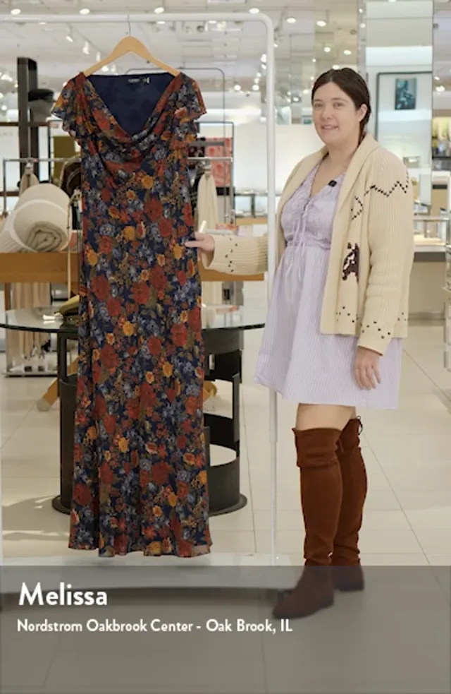 Lauren Ralph Lauren Floral Clipped Jacquard Cowl Neck Gown Nordstrom