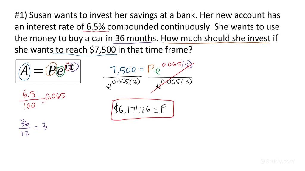 how-to-find-the-initial-amount-in-a-word-problem-on-continuous-compound