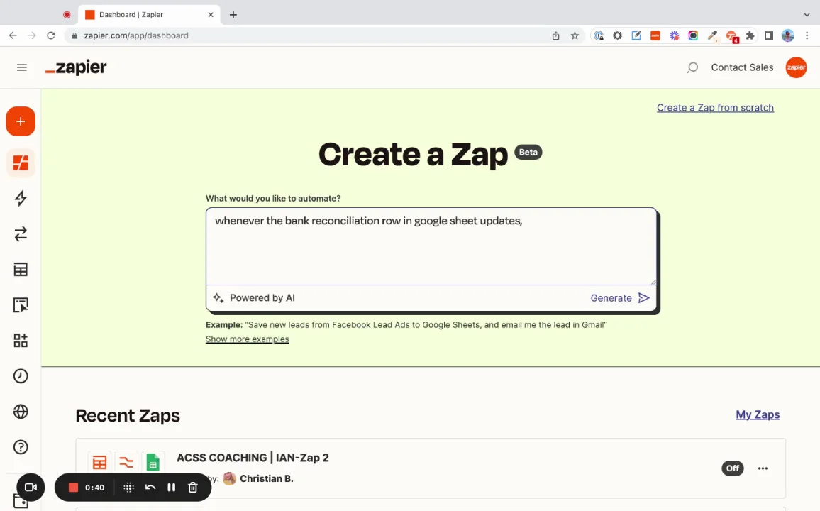 AI-Powered Zap Builder