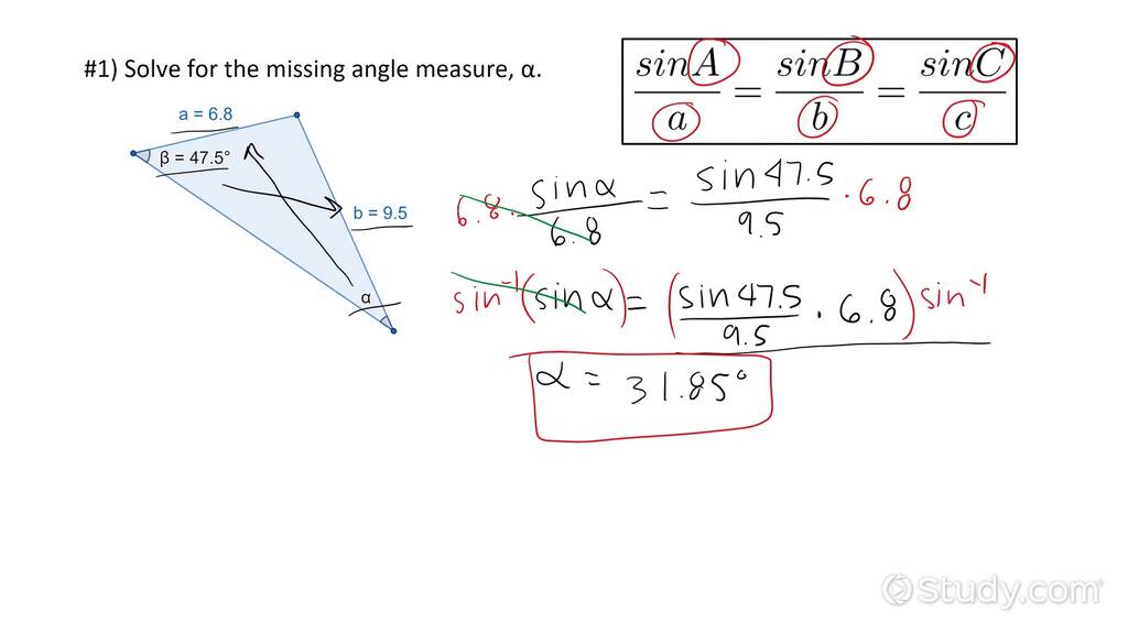 How to Solve a Triangle with the Law of Sines Geometry