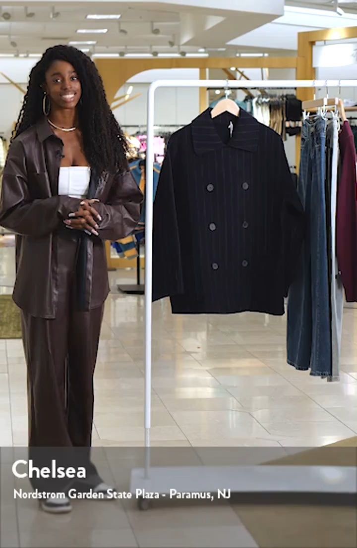 & Other Stories Chalk Stripe Wool Blend Cocoon Jacket | Nordstrom