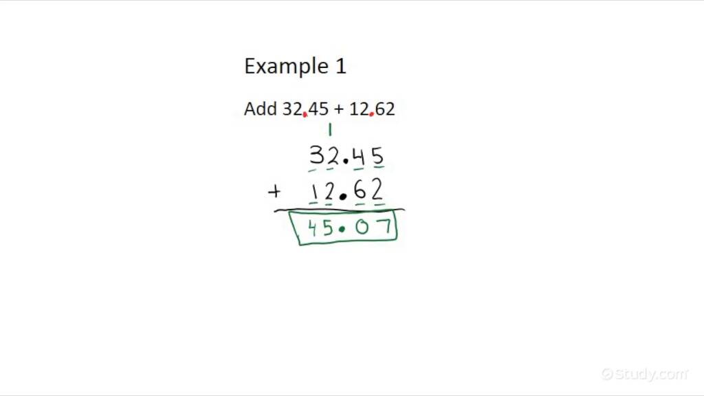 Aligning Decimals For Addition & Subtraction | Math | Study.com