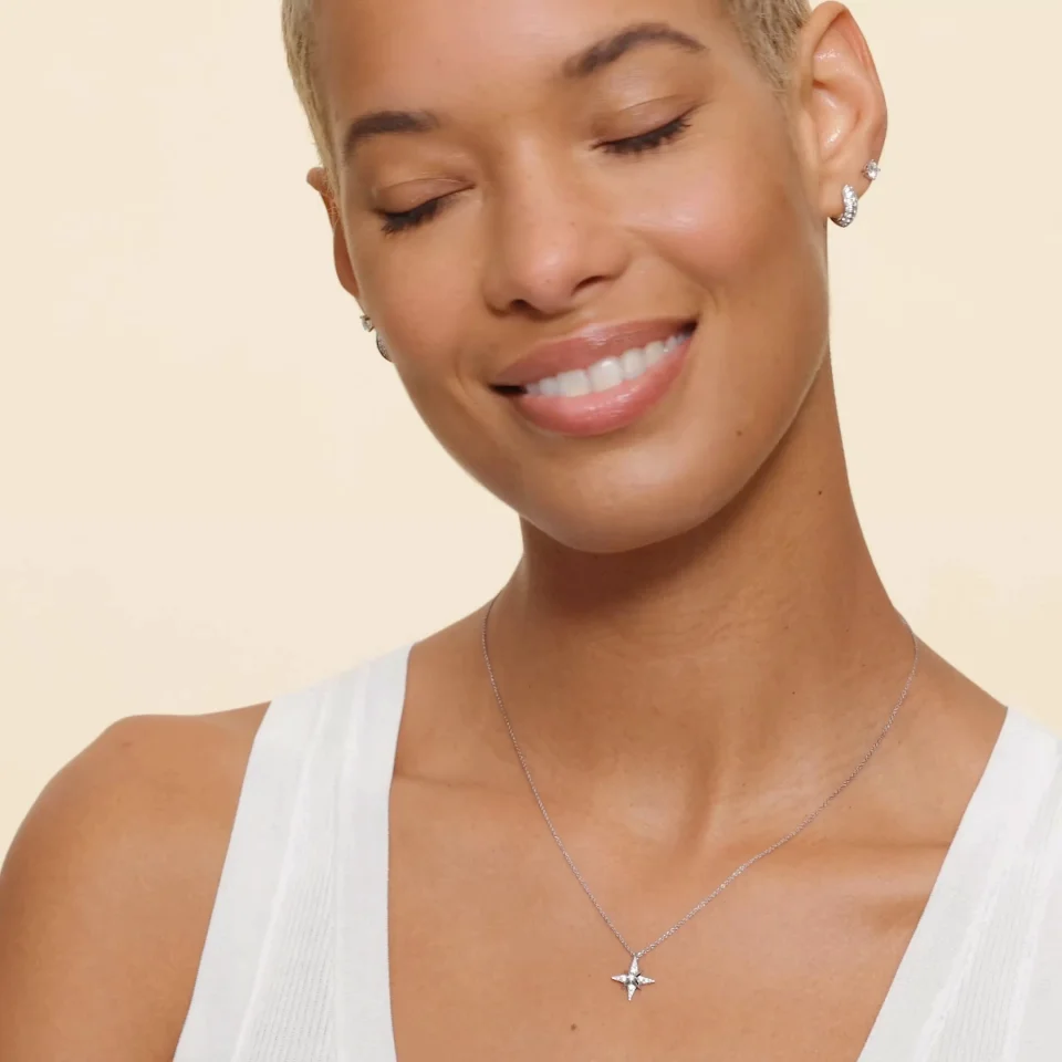 14K White Gold Luxe North Star Diamond Pendant