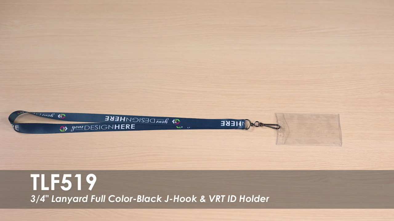 Custom Printed 3/4-in. Lanyard-Black J-Hook & VRT ID Holder