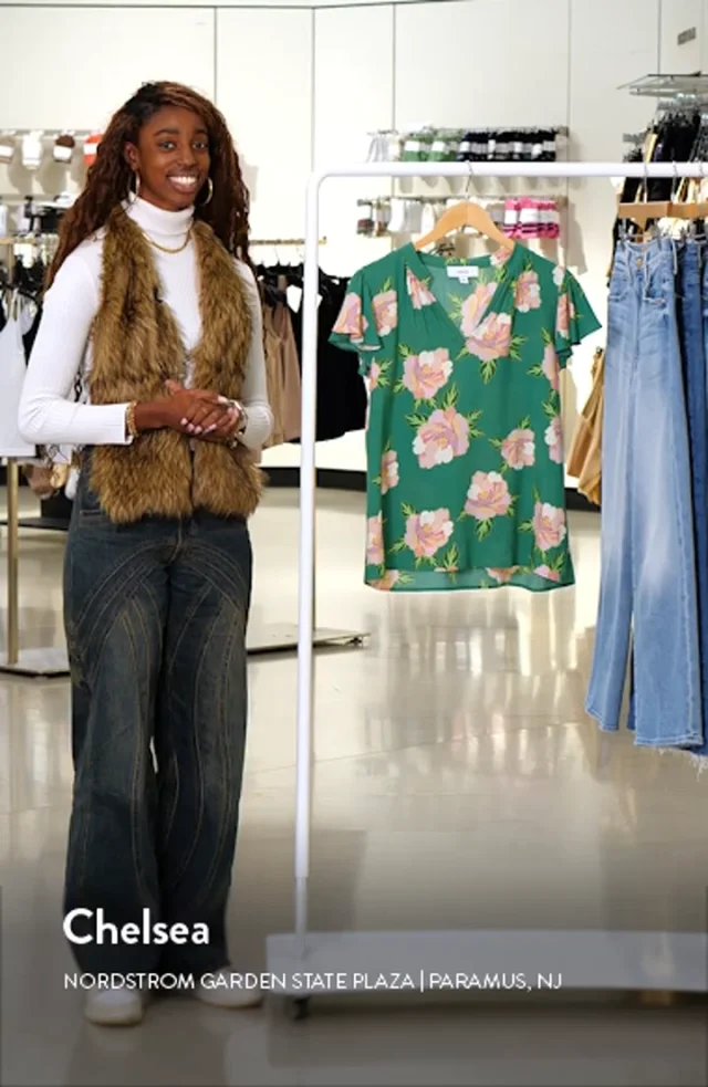 CeCe Floral Flutter Sleeve Top Nordstrom