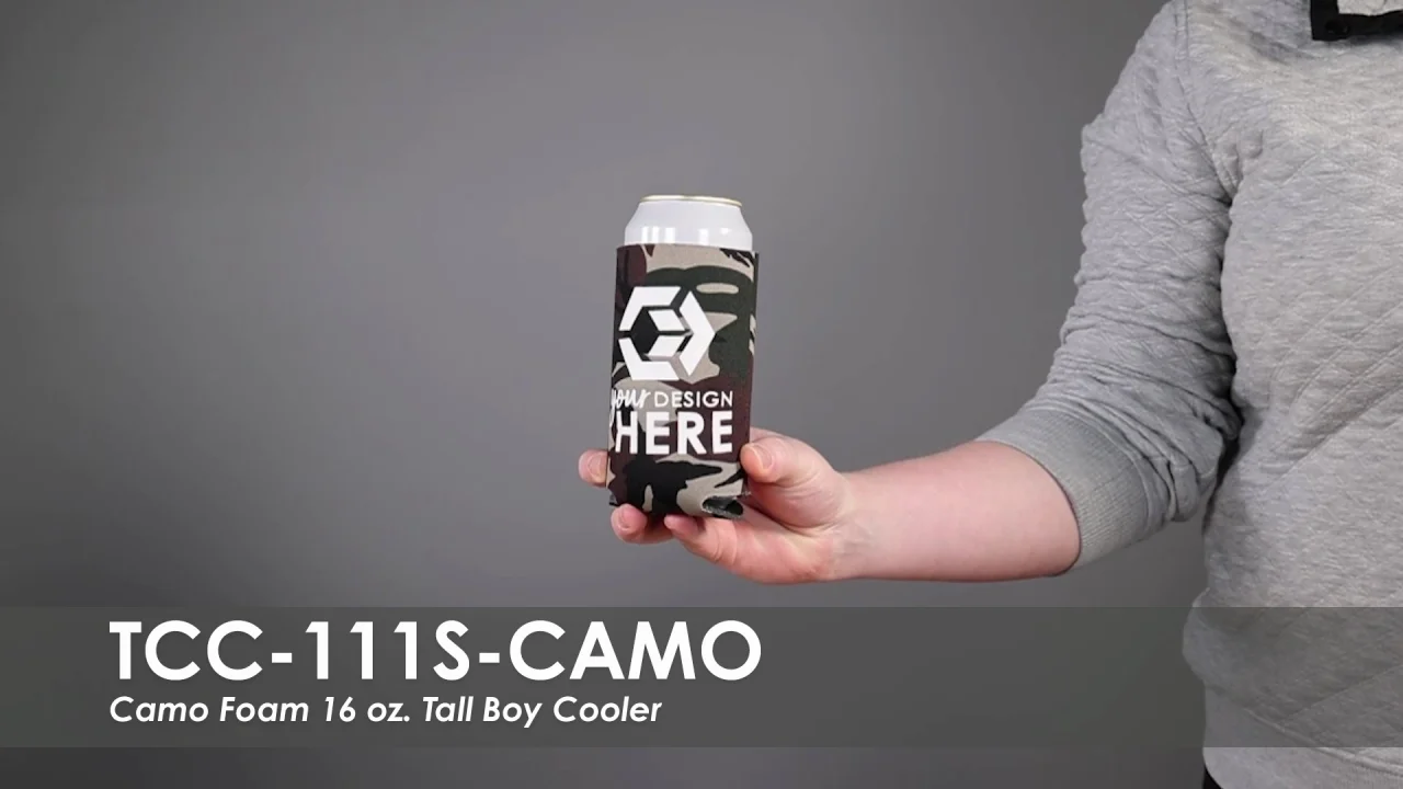 Custom Printed 24 oz. Can Coolers in Camo - Qty: 50