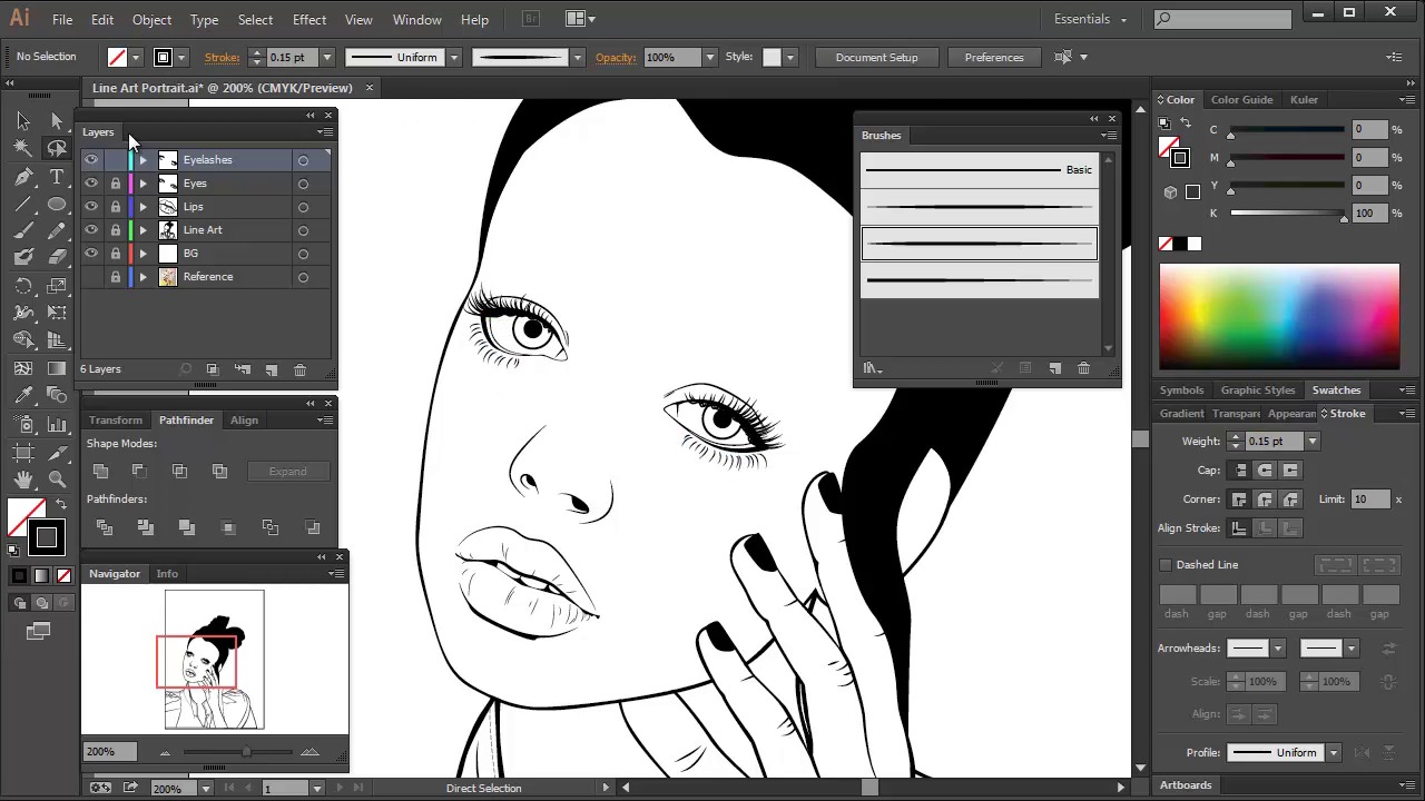 Vector Portraits for Beginners - Focus on the Eyelashes and Eyebrows