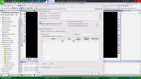 How to add reserve attributes triangulation in Vulcan