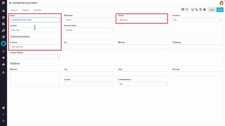 View and update accounts in CRM