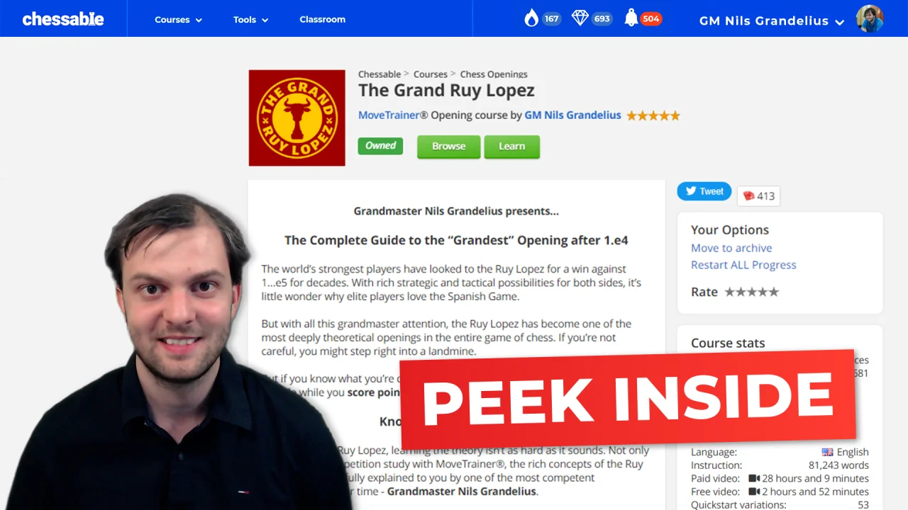 Ruy Lopez 1. e4 e5 Compilation - Online Chess Courses & Videos in  TheChessWorld Store