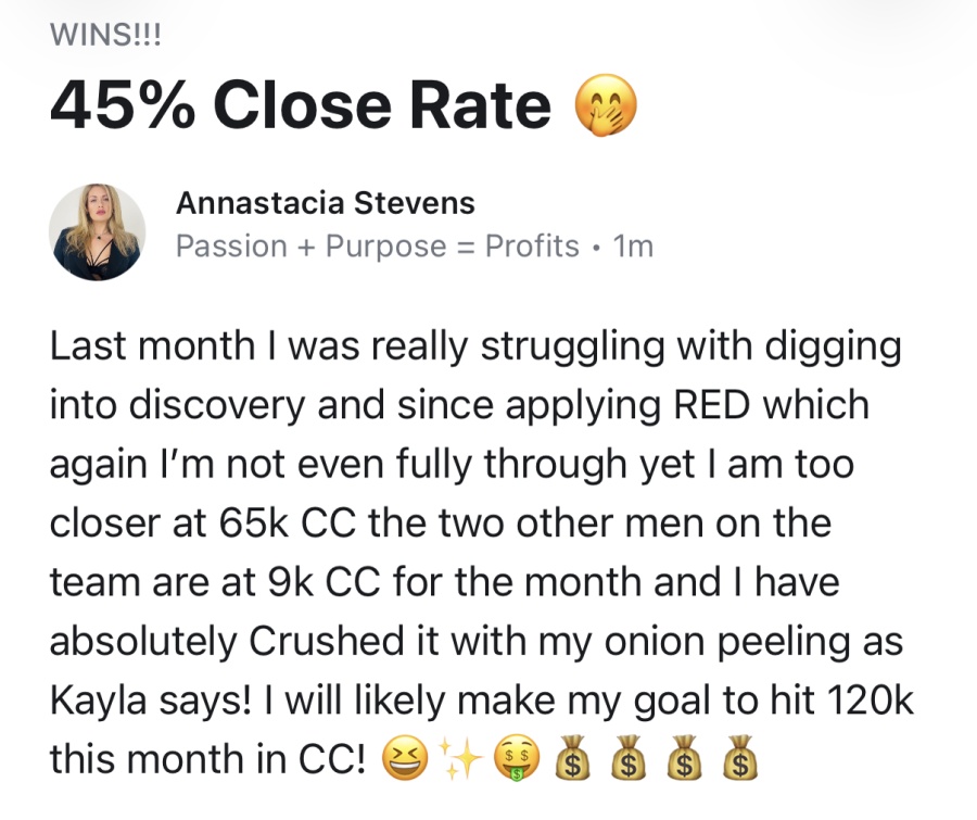 Client win: 45% Close Rate