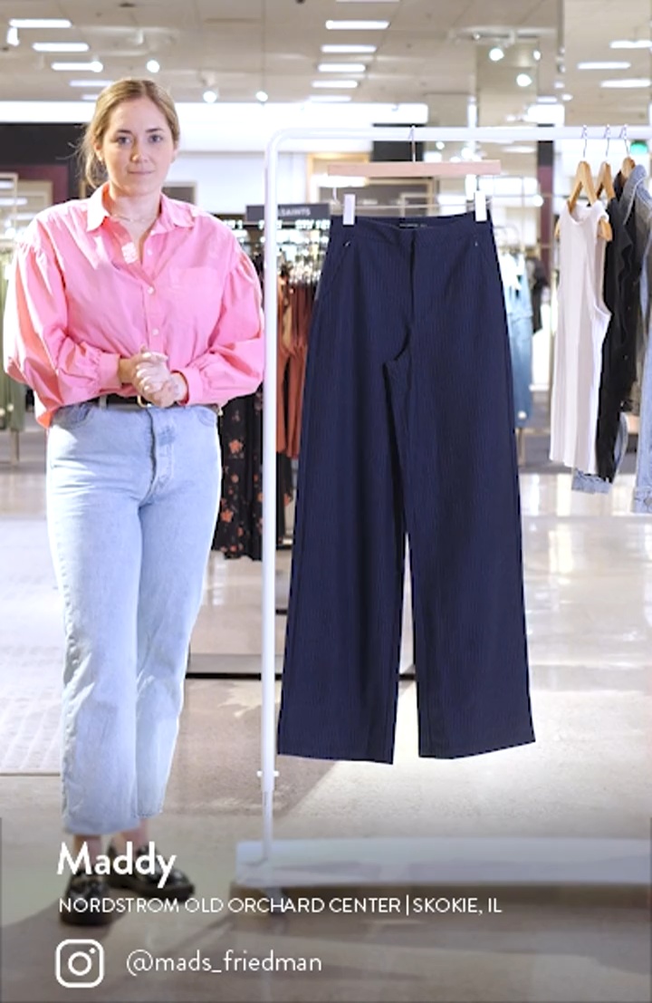 Stripe Ponte Knit Wide Leg Trousers