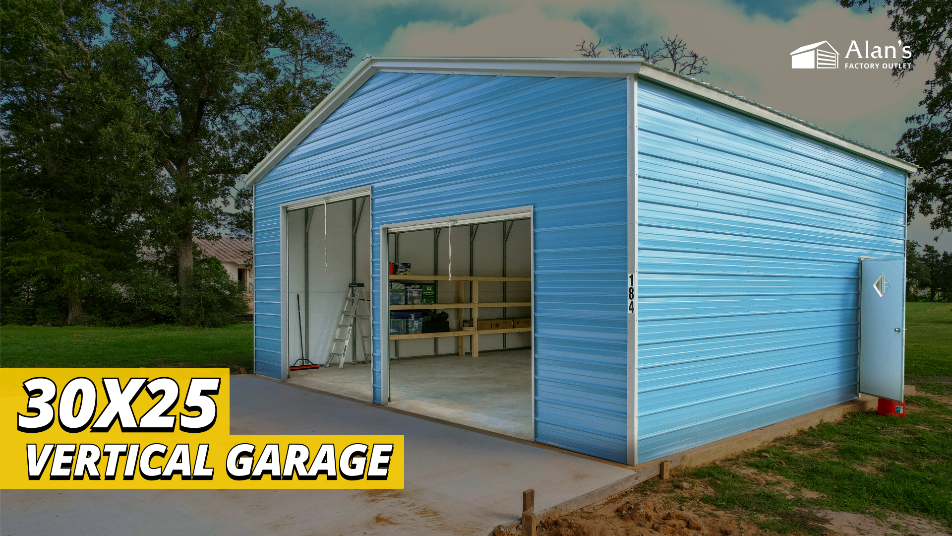 30x25 Vertical Roof Triple Wide Metal Garage - Alan's Factory Outlet
