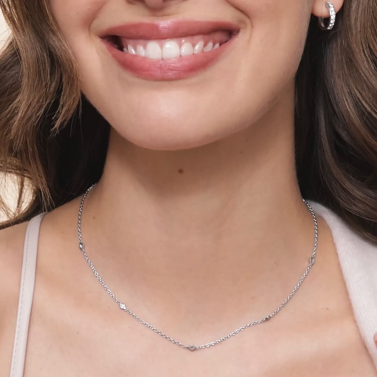 Silver Marquesa Strand Diamond Necklace