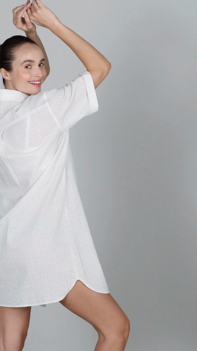 Belabumbum Maternity and Nursing Nightgown - Pale Grey with Polka Dots -  100% Pima Cotton woman