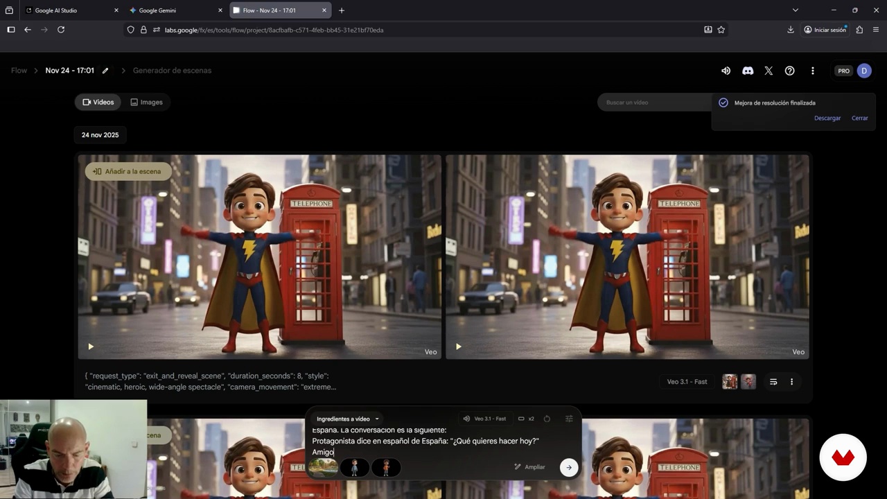 Création de la vidéo finale de super-héros avec VEO3 et Ingrédients