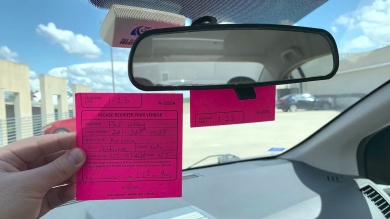 Temporary Parking Permit Mirror Hang Tag Pass